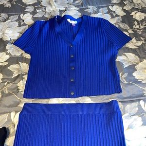 Royal blue top with matching skirt